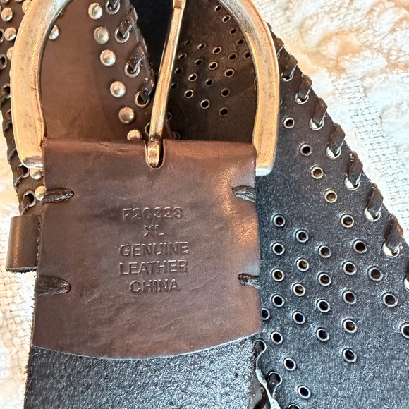 Western Studded Brown Leather Belt - Picture 3 of 3